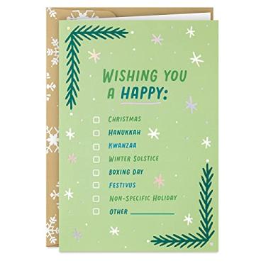 Imagem de Hallmark Cartões de Natal em caixa, lista de verificação Happy Everything (16 cartões e 17 envelopes)