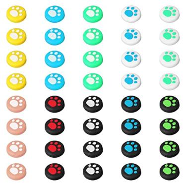 Imagem de Conjunto de capas de joystick com design de garra de gato 10 cores da EEEKit, 40 peças, compatível com Nintendo Switch&Lite, capa de joystick de silicone macio para controle Joy-Con
