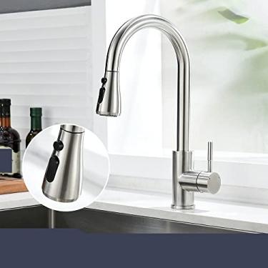 Imagem de Torneiras de cozinha preta de alça única torneira de cozinha removível de alça única giratória de 360 graus, torneira misturadora de água, J