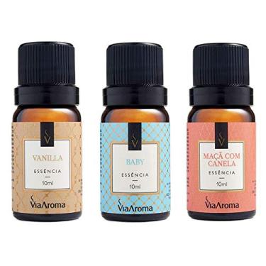 Imagem de Kit 3 Essências Via Aroma De Aromatizador Aromaterapia 10ml - Baby, Vanilla e Maça Canela