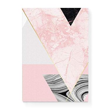 Imagem de Arte Maníacos Quadro Decorativo em Tela Canvas Geométrico Triângulos Mármore Rosa - 23x16,25cm