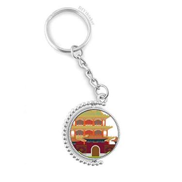 Imagem de China Architecture Landmark padrão tradicional giratório chaveiro anel acessórios clipe de corrente