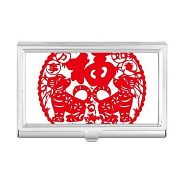 Imagem de Carteira de bolso para cartão de visita de ano novo chinês para corte de papel para cachorro