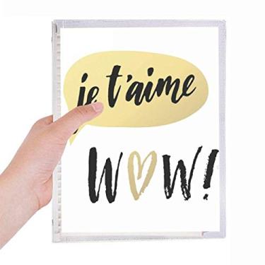 Imagem de Caderno Je T'Aime I Love You estilo citação de folhas soltas diário recarregável artigos de papelaria