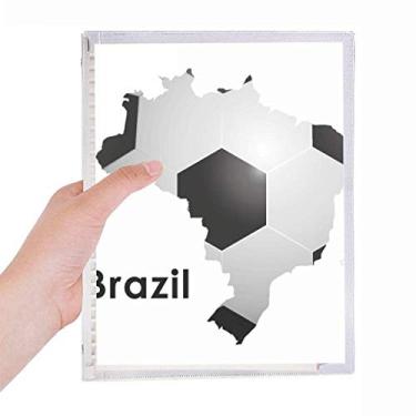 Imagem de Caderno de slogan do Brasil em forma de mapa do futebol brasileiro, diário de folhas soltas recarregável