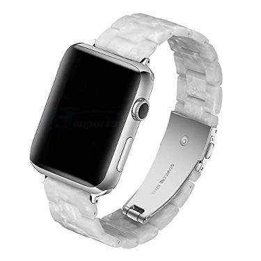 Imagem de Pulseira 3 Elos Branca LTIMPORTS, compativel com Apple Watch 46mm Series 11/10, 45mm Series 9/8/7, 44mm 6/5/4/SE, 42mm Series 3/2/1 e Apple Watch Ultra 49mm 3/2/1