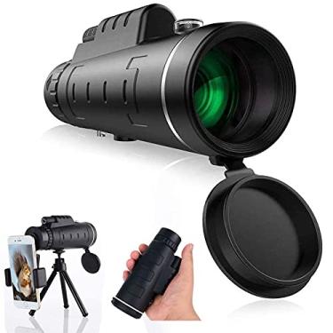 Imagem de Telescópio monocular, monóculo 40x60 com suporte para smartphone e tripé telescópio zoom à prova d'água Visor monocular de alta potência para acampamento de observação de pássaros