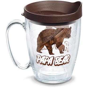 Imagem de Tervis Copo de viagem com isolamento térmico de parede dupla Papa Bear Made in USA mantém as bebidas frias e quentes, caneca de 473 ml, transparente