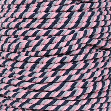 Imagem de Corda artesanal de algodão natural torcido tricolor (1/4 polegada, empoeirado, 30 m)
