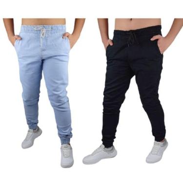 Imagem de Kit Com 2 Calça Jogger Elastico Com Punho Elastano - Mania Do Jeans