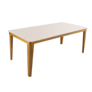 Imagem de Mesa de Jantar 160cmx90cm Tampo Madeira/Vidro Rubi Slim Tradição Móveis Marromlíssimo/Off White