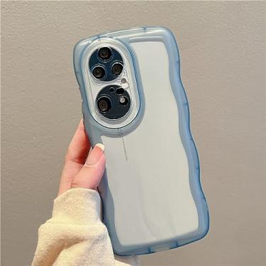 Imagem de Capa de telefone de silicone com moldura ondulada de cor doce para Huawei P50 P40 P30 Pro Mate 40 30 Honor 70 60 50 Nova 9 8 Capa macia transparente, azul, For Honor 50