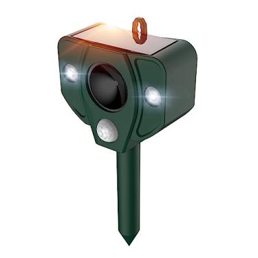 Imagem de Repelente solar com sensor de movimento pir 5 modos de alarme ipx4 à prova d água suporte repelente montado na parede carga usb 5-10m distância de detecção para cão gato