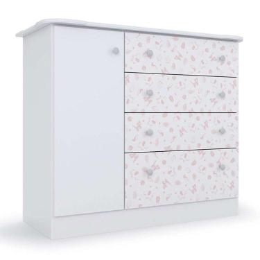 Imagem de cômoda new baby 1 pt 4 gv branca e rosa