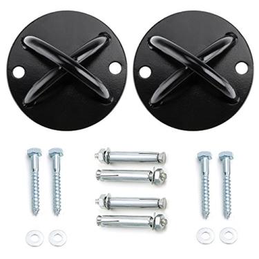 Imagem de Âncora de teto Hipiwe – suporte de montagem na parede para tiras de suspensão, anéis de ginástica, balanço de yoga aéreo e rede, faixa de resistência, corda de batalha (2 pçs preto)