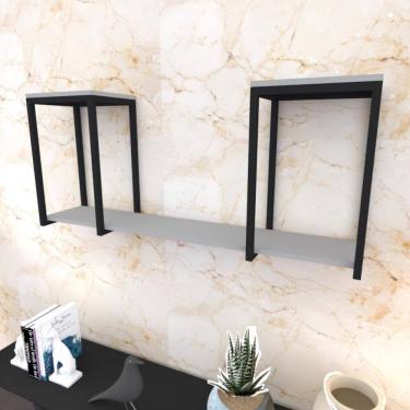 Imagem de Prateleira Industrial Suspensa Estante Parede Nicho Cinza Cozinha Escritorio Sala Quarto Infantil