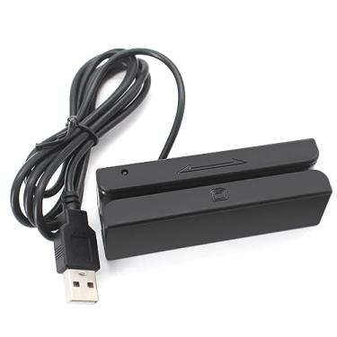 Imagem de Leitor de cartão magnético usb completo com 3 trilhas, plug and play, luz indicadora verde com campainha, bidirecional, máquina pos de leitura