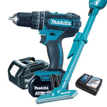Imagem de Kit Paraf./Furadeira de Imp. à Bateria + Aspirador de Pó Portátil - Makita KITDHP482+DCL