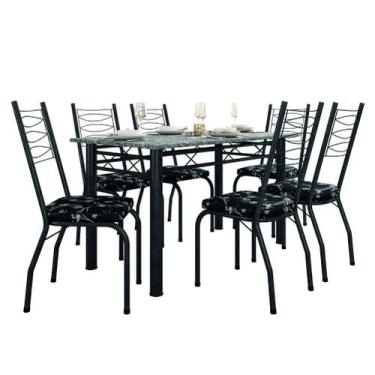Imagem de Conjunto Sala De Jantar Mesa Tampo Granito 1,40M Com 6 Cadeiras Isis P