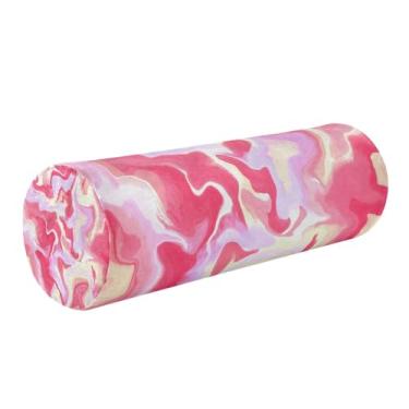 Imagem de GuoChe Travesseiro Queen Size abstrato rosa ondas cilíndricas rolo travesseiro 43.2 cm x 14.0 cm almofadas redondas decorativas pequeno travesseiro decorativo apoio lombar travesseiro
