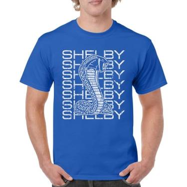 Imagem de Camiseta masculina vintage Stacked Shelby Cobra American Classic Racing Mustang GT500 Performance Powered by Ford, Azul, G