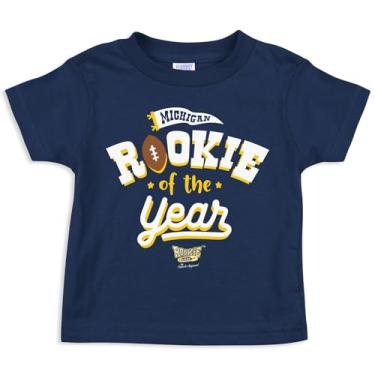 Imagem de Roupa de bebê novato do ano para fãs da faculdade de Michigan (NB-7T) (camiseta infantil azul-marinho, 2T)