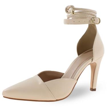 Imagem de Sapato Scarpin Re&Ton Salto Alto Amarração Feminino SC4 (Bege, BR, Adulto, Numérico, 34)