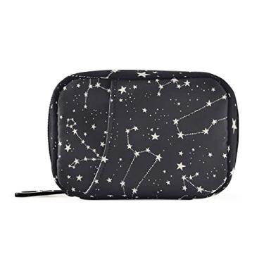 Imagem de Tatenale Caixa organizadora de pílulas, recipiente de viagem semanal, suporte fofo, dispensador de vitaminas de 7 dias, planejador, armazenamento pequeno, estojo compacto para constelações, preto 03,