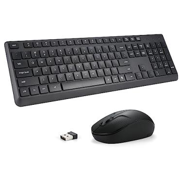 Imagem de Combo de teclado e mouse sem fio para Windows, combo de teclado de computador externo sem fio de 2,4 G de tamanho completo para laptop, PC, desktop, Chrome Mac, teclado numérico, mouse silencioso de