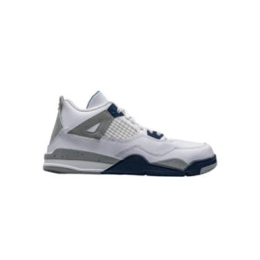 Imagem de Air Jordan 4 Retro Pre School Branco/Azul-marinho da meia-noite BQ7669-140 12,5c