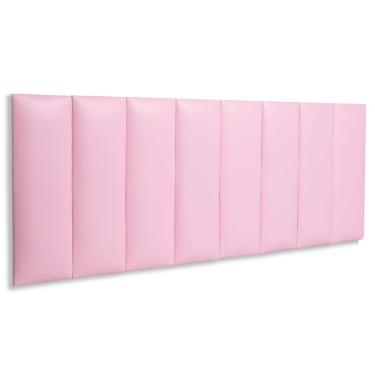 Imagem de Cabeceira Queen Estofada  Kit 8 Placas  Reta - Courino Rosa