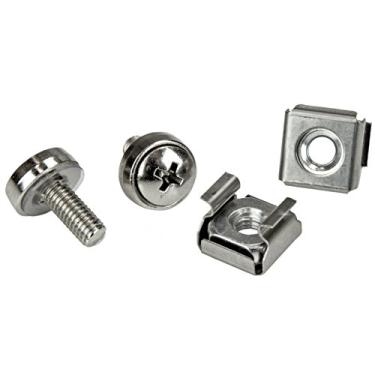 Imagem de Porcas para gaiola StarTech.com CABCAGENT62B M6 – Pacote com 100, pretas – Porcas para gaiola de montagem M6 para rack de servidor e armário, 50x M5, Silver Cage Nuts and Mounting Screws, 50x M5