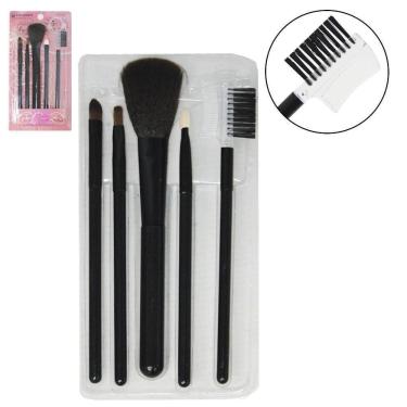 Imagem de Kit maquiagem c/ pincel e acessórios - preto/marrom - 40g