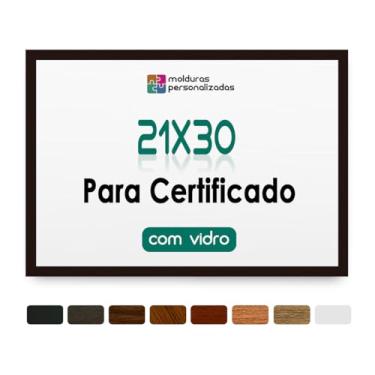 Imagem de Moldura Quadro A4 21x30 com Vidro para Imagem Foto Certificado Diploma (Preto, 1,5 cm)