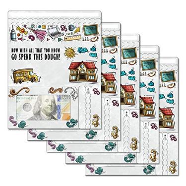 Imagem de ZipGifts Cartão de formatura | Porta-dinheiro aberto com zíper com janela de plástico transparente para dinheiro, cheque e vale-presente (graduação | Got You a Tassel | Pacote com 5)