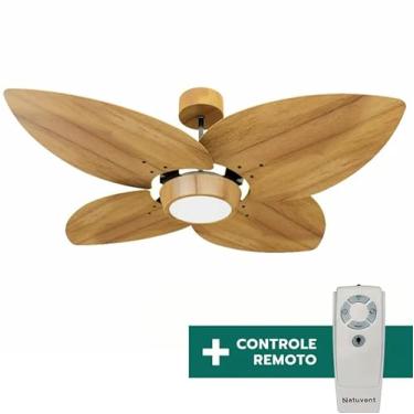 Imagem de Ventilador de Teto Com Controle Remoto Natuvent Dahlia Led 4 Pás Madeira Teca 3000k Branco Quente (220, Volts)