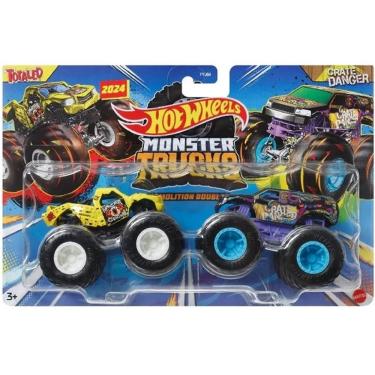 Imagem de Carrinho HOT Wheels Monster TRUCK Totaled X CRAT Danger Mattel FYJ64