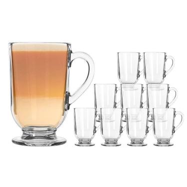 Imagem de Jogo 10 Canecas De Cappuccino Vidro Berlim Taça Café Transparente 325ml Em Casa Tem
