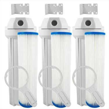 Imagem de Kit 3 Filtro Água Cavalete 9 3/4 Azul + 3 Refil Recarregável - ROYAL B