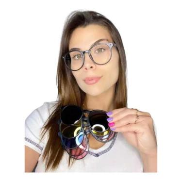 Imagem de Armação Óculos Clipon Grau Feminino Redondo Dolly 5 em 1 - Palas Eyewe