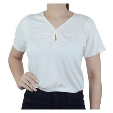 Imagem de Camiseta Feminina Olho Fatal Cropped Branco Off - 60164, GG, Branco