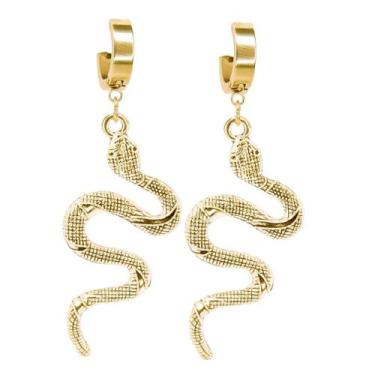 Imagem de Brinco De Cobra Feminino Banhado A Ouro 18k  Snake - Oremte