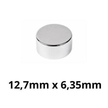 Imagem de Kit 5 Peças Imã Neodímio Disco Magnético N35 12,7 x 6,35 mm Super Fort