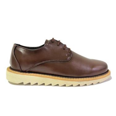 Imagem de Sapato Masculino Elegante Derby Tratorado Couro Eco Pinhao - Rota Shoe