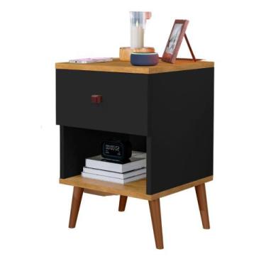 Imagem de Mesa De Cabeceira Mudo Box Quarto Cama Naty Preto Nature - J & A