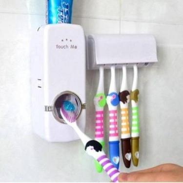 Imagem de Dispenser Pasta De Dente Automatico E Porta Escovas Suporte Banheiro C