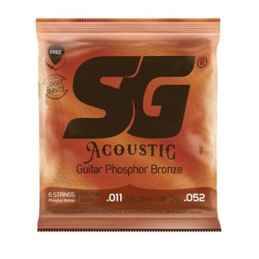 Imagem de Encordoamento Para Violão Acústico 011 Custom Light Aço Sg