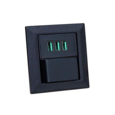 Imagem de Espelho de Tomada Duplo Chanfrado 1 Interruptor 3 Usb 5.2A - CONNECT C