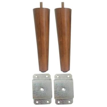 Imagem de 2 Pe palito 10cm Marrom Claro Chapa Reta  - Jthome, Amêndoa Marrom Cla
