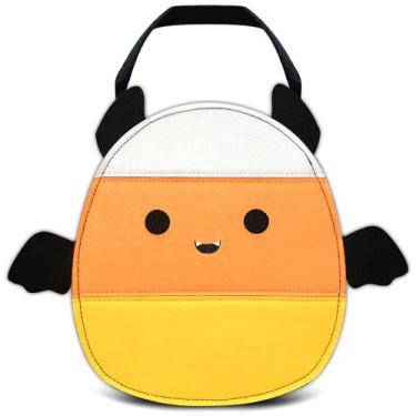 Imagem de Ohjijinn Cesta de abóbora para doces ou travessuras de Halloween, bolsa balde de milho fofa, bolsa de feltro reutilizável multiuso para lembrancinhas de festa infantil, sacolas de presentes